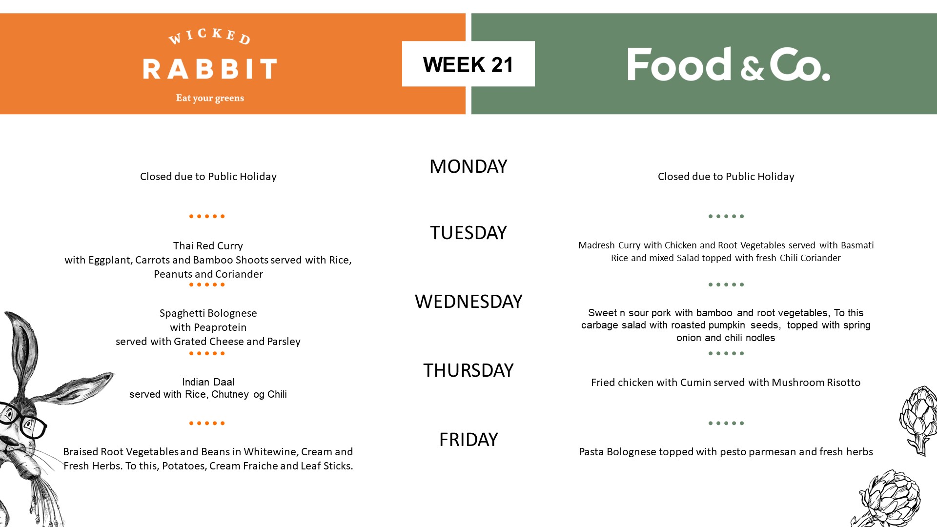 Canteen menu - week 17